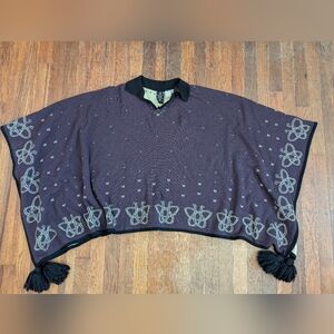 Unisex Merino Wool Blend Poncho Cape Celtic Knot Danish Design Nordic Whimsical